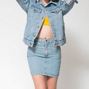 Light Wash Denim Mini Skirt Vintage Look